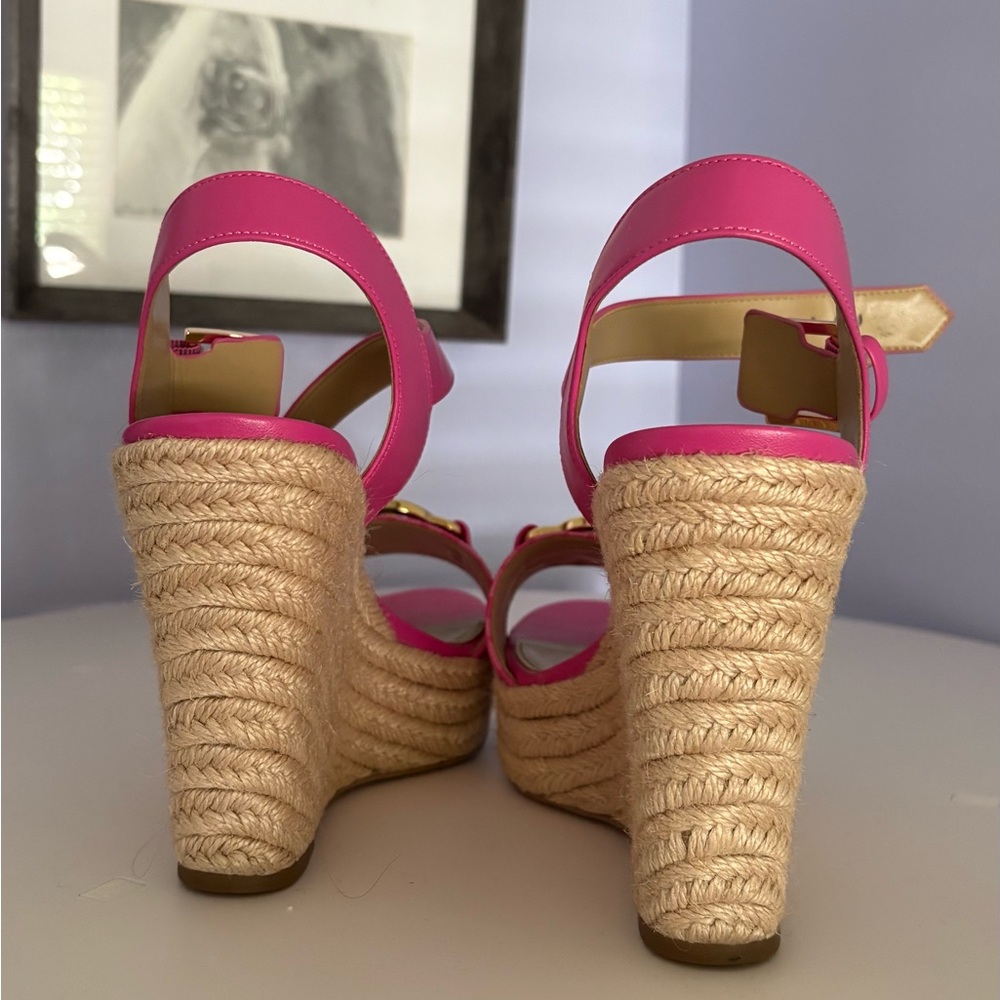 Michael Kors Fuchsia and Gold Wedge Sandals - Picture 3 of 4